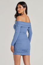 Glitter Knit Off-The-Shoulder Mini Dress – Angle 2