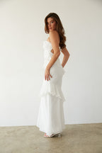 Ruffle Open Back Maxi Dress – Strapless Chiffon Gown & Homecoming Dress