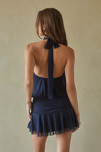 High Neck Mesh Mini Dress – Graduation Dress & Sheer Party Gown