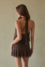 High Neck Mesh Mini Dress – Graduation Dress & Sheer Party Gown