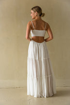 Lace Cutout Maxi Dress – Boho Wedding Guest Gown & Open Back Dress