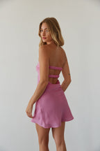 Satin Strapless Keyhole Mini Dress – Bridesmaid Dress & Wedding Guest Gown