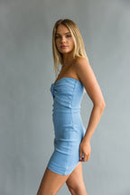 Strapless Twist Front Mini Dress – Graduation Bodycon & Party Dress