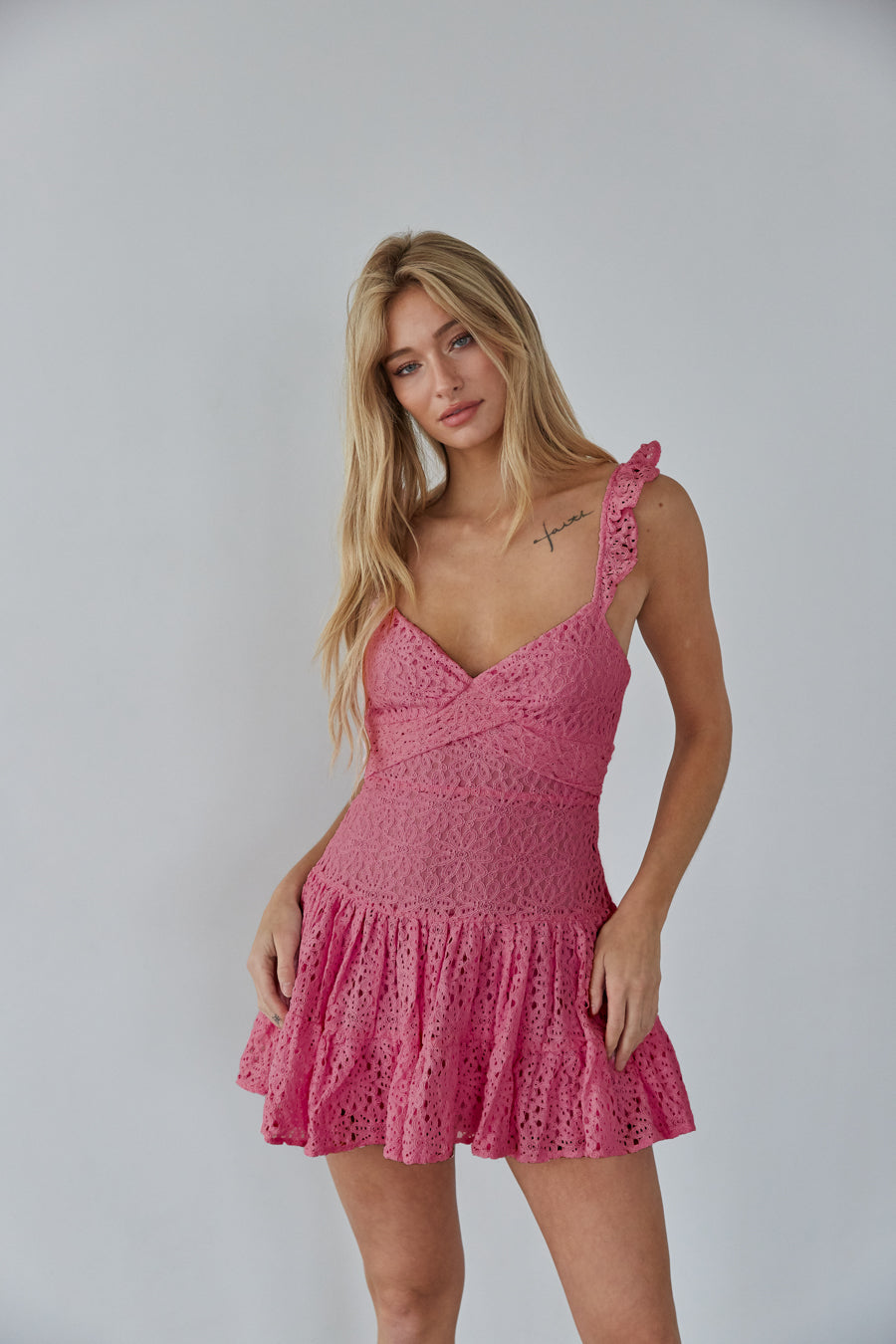 Lace Babydoll Mini Dress – Graduation Dress & Pink Party Gown