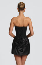 Schwarzes Korsett-Minikleid aus Crêpe – Cocktailkleid kurz