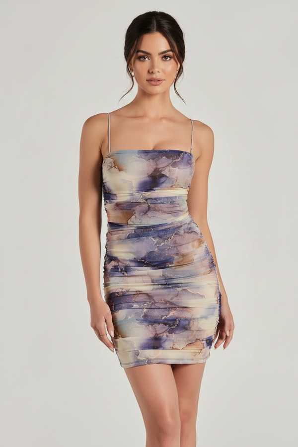 Marble Print Bodycon Mini Dress – Angle 1