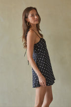 Satin Polka Dot Mini Dress – Graduation Dress & NYE Party Gown