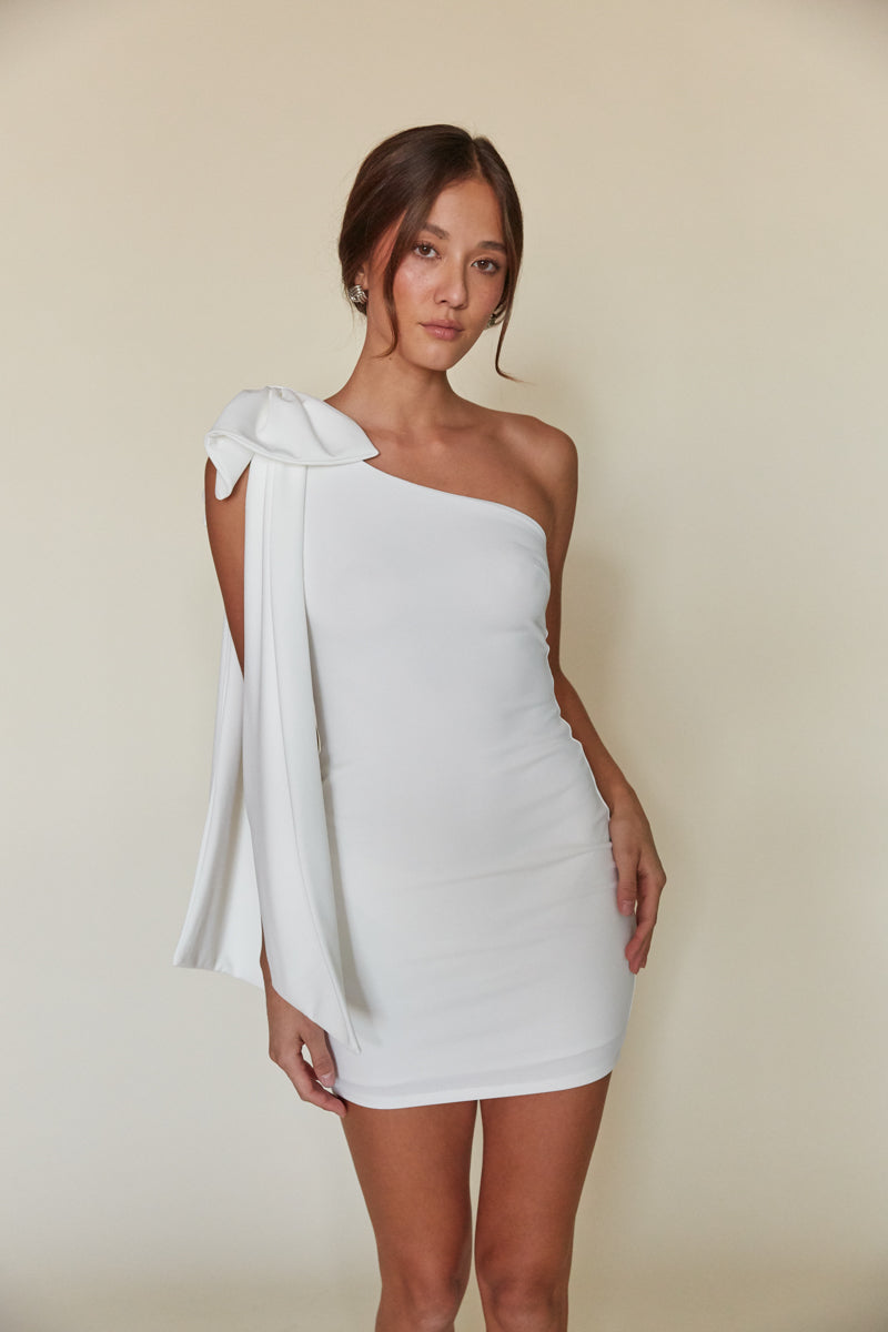 Bow Bodycon Mini Dress – Birthday Party Dress & One Shoulder Gown