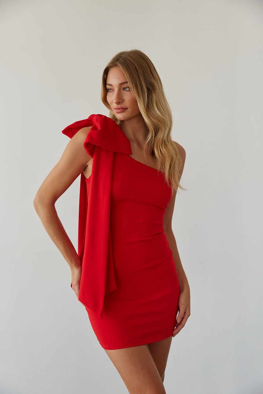 Bow Bodycon Mini Dress – Birthday Party Dress & One Shoulder Gown