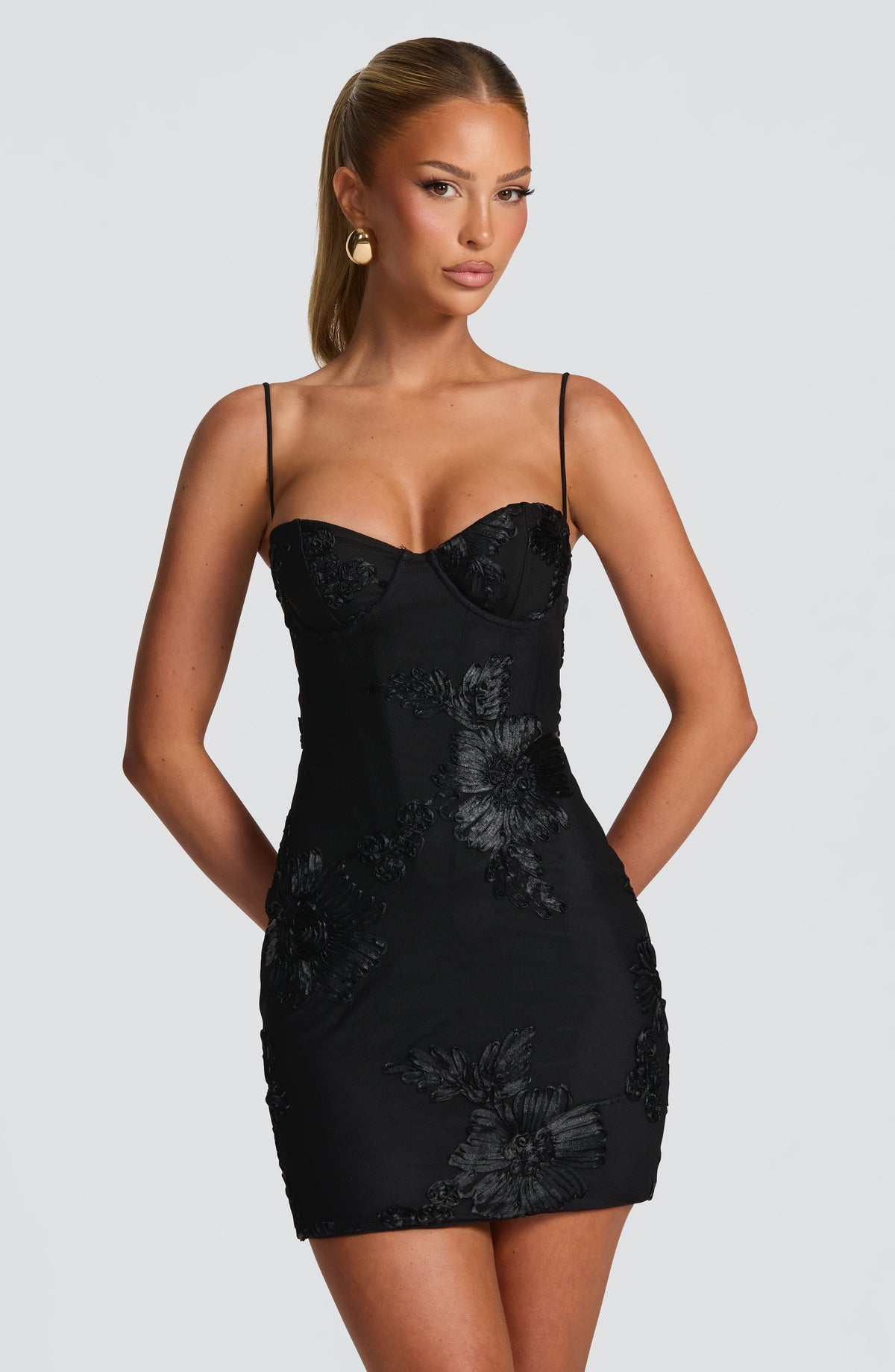 Schwarzes Mesh-Minikleid mit Korsett-Oberteil – Abiballkleid kurz