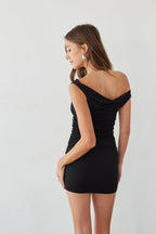 Off Shoulder Ruched Bodycon Mini Dress – Chic Bridesmaid Wedding Guest Party Outfit