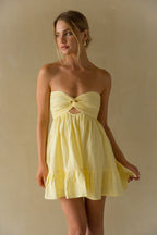 Strapless Twist Front Keyhole Open Back Romper with Built-In Shorts – Chic Bridesmaid Wedding Guest Outfit
