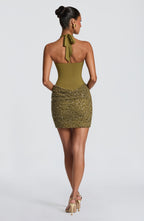 Grünes Pailletten-Minikleid – Cocktailkleid kurz
