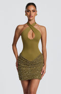 Grünes Pailletten-Minikleid – Cocktailkleid kurz