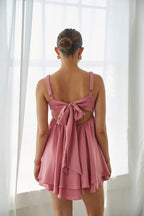 Twist Babydoll Mini Dress – Graduation Dress & Open Back Party Gown