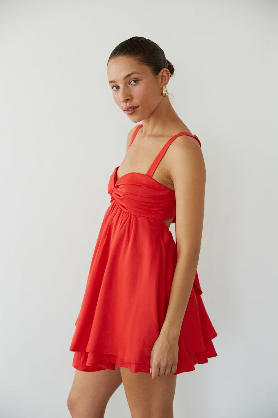 Twist Babydoll Mini Dress – Graduation Dress & Open Back Party Gown