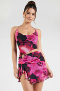 Sultry Presence Abstract Floral Mini Dress – Angle 4